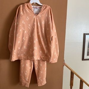 Sonoma Goods For Life Fleece Hoodie & Pants Peach Floral. Size 3X Petite